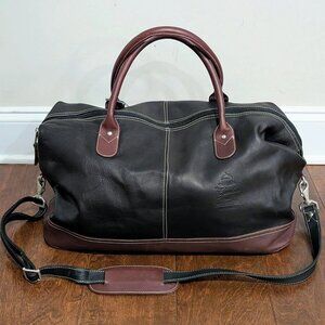LATICO Leather Travel Duffle Black & Brown Bag Greenbrier Golf Weekender Tote